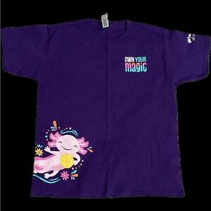 Gildan Purple Kids 'Own Your Magic' Graphic Tee with Pink Axolotl